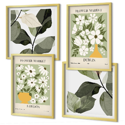 Set of 4 wall art pieces Floral patterns London Dublin