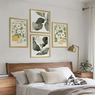 Set of 4 floral pattern wall art pieces featuring London and Dublin designs