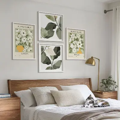 Set of 4 floral pattern wall art pieces featuring London and Dublin designs