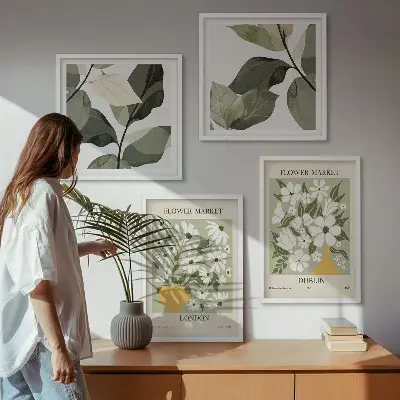Set of 4 floral pattern wall art pieces featuring London and Dublin designs