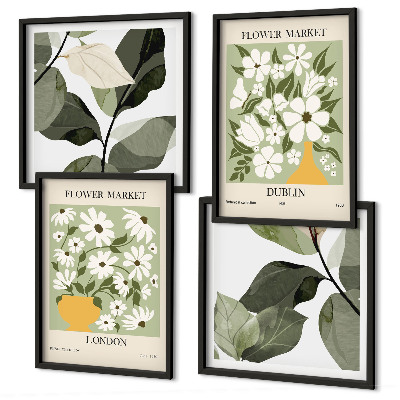 Set of 4 wall art pieces Floral patterns London Dublin