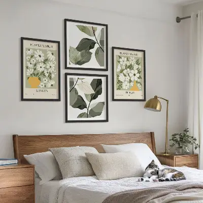 Set of 4 floral pattern wall art pieces featuring London and Dublin designs