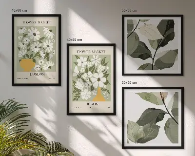 Set of 4 floral pattern wall art pieces featuring London and Dublin designs