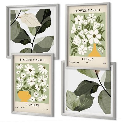Set of 4 wall art pieces Floral patterns London Dublin