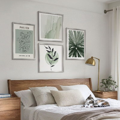 Wall art set Green beige plant patterns