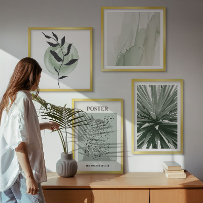 Wall art set Green beige plant patterns
