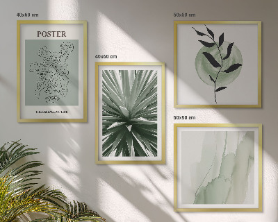Wall art set Green beige plant patterns