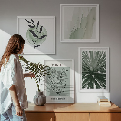 Wall art set Green beige plant patterns