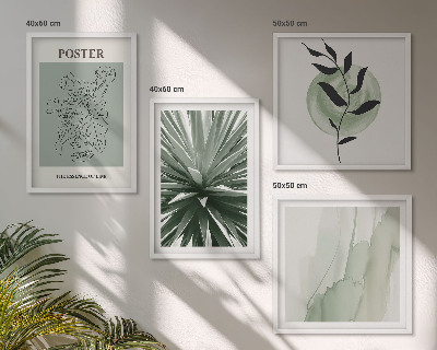 Wall art set Green beige plant patterns