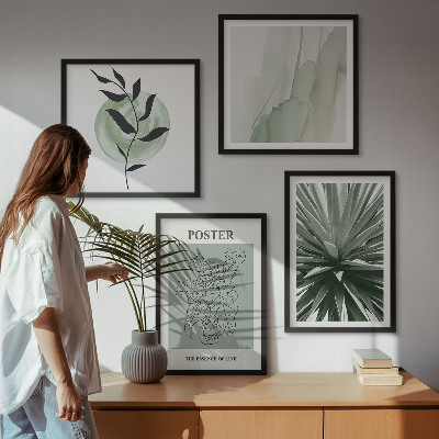 Wall art set Green beige plant patterns