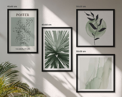 Wall art set Green beige plant patterns