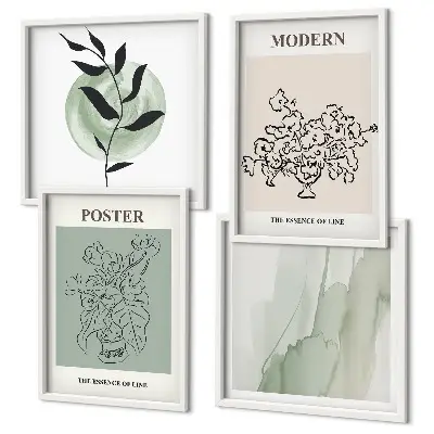Flowers in a modern vase wall art set of 4 pieces