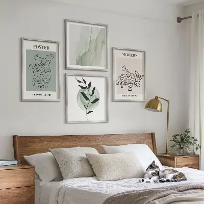 Flowers in a modern vase wall art set of 4 pieces
