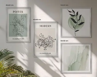 Flowers in a modern vase wall art set of 4 pieces