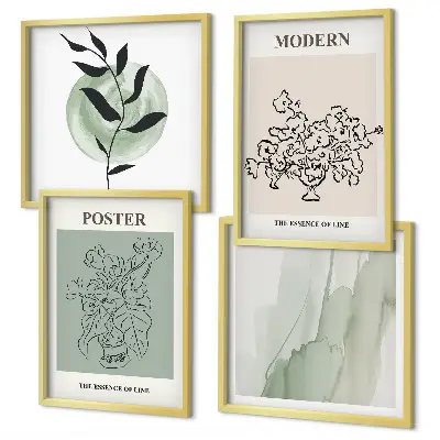 Flowers in a modern vase wall art set of 4 pieces