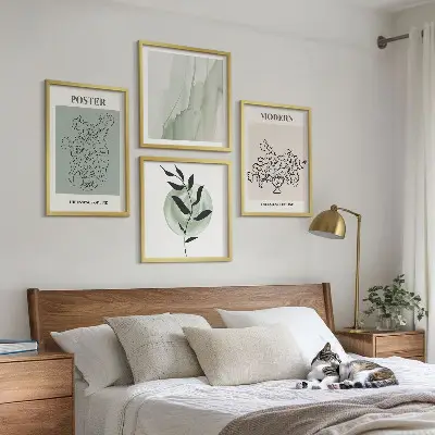 Flowers in a modern vase wall art set of 4 pieces
