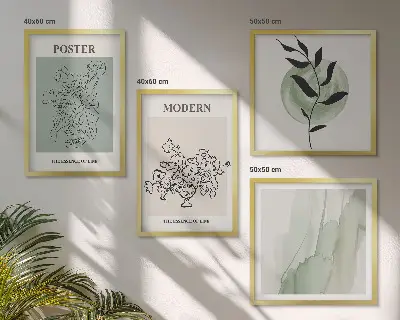 Flowers in a modern vase wall art set of 4 pieces