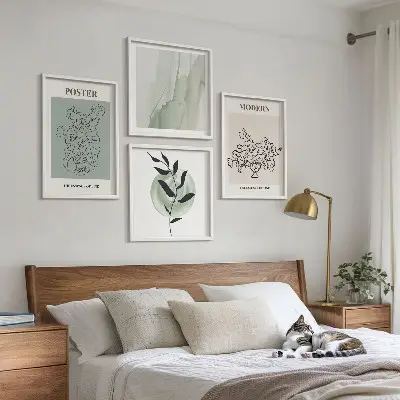 Flowers in a modern vase wall art set of 4 pieces