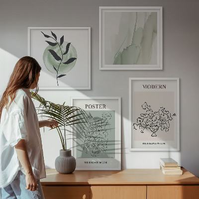 Set of 4 wall art pieces Flowers in a modern vase