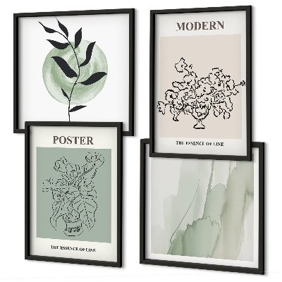 Set of 4 wall art pieces Flowers in a modern vase