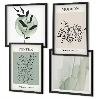 Flowers in a modern vase wall art set of 4 pieces