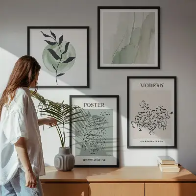 Flowers in a modern vase wall art set of 4 pieces