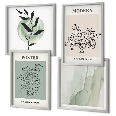 Flowers in a modern vase wall art set of 4 pieces