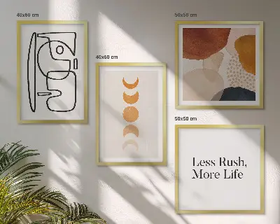Wall art set Abstract shapes colors
