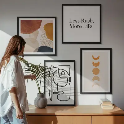 Wall art set Abstract shapes colors