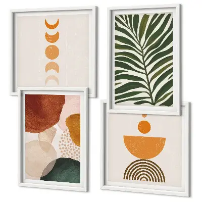 Abstract leaf wall art set set of 4 pieces