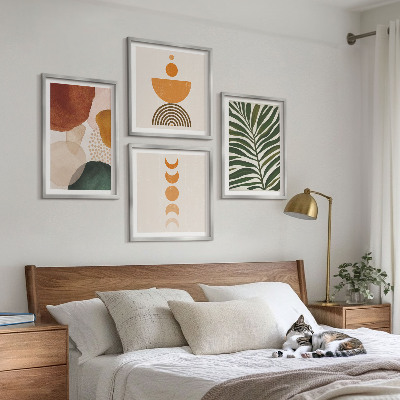 Set of 4 wall art pieces Abstract leaf shapes