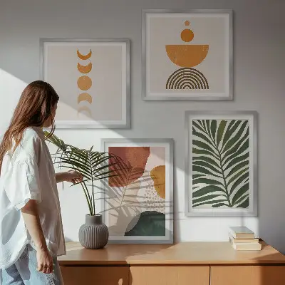Abstract leaf wall art set set of 4 pieces