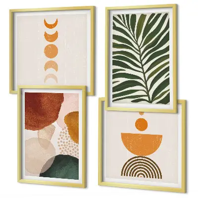 Abstract leaf wall art set set of 4 pieces