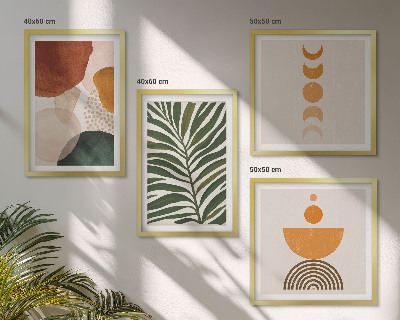 Set of 4 wall art pieces Abstract leaf shapes
