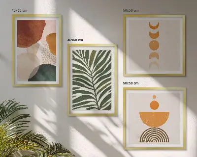 Abstract leaf wall art set set of 4 pieces