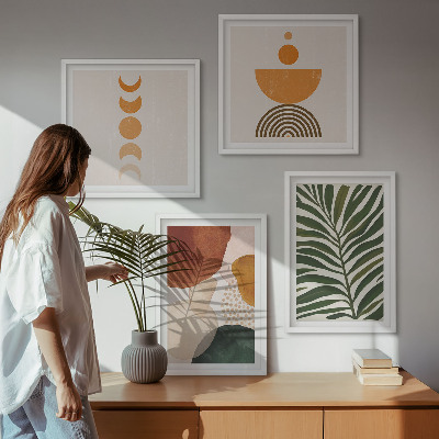 Set of 4 wall art pieces Abstract leaf shapes