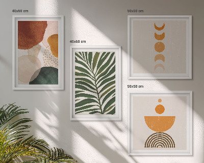 Set of 4 wall art pieces Abstract leaf shapes