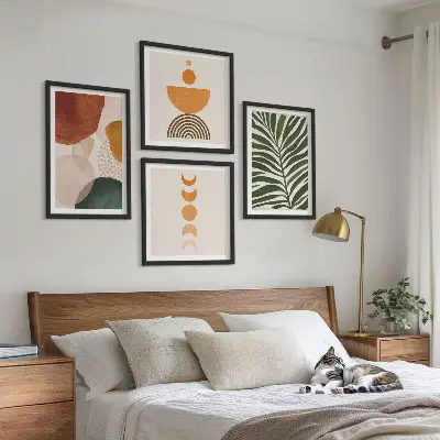 Abstract leaf wall art set set of 4 pieces