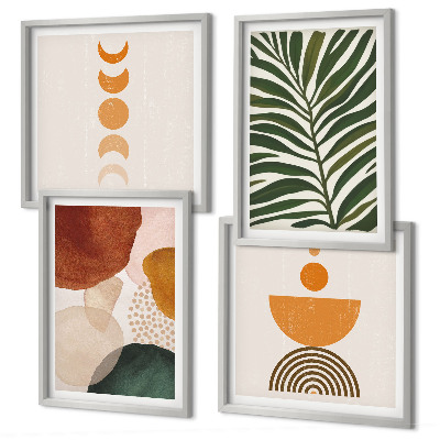 Set of 4 wall art pieces Abstract leaf shapes