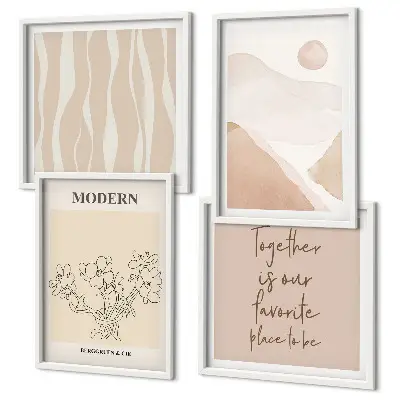Multi-piece abstract wall art set with colorful shapes