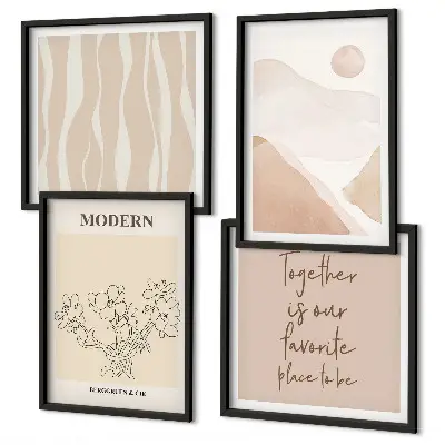 Multi-piece abstract wall art set with colorful shapes