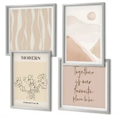 Multi-piece abstract wall art set with colorful shapes