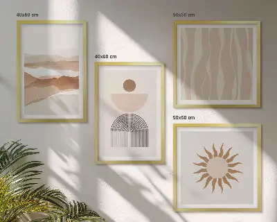 Wall art set Abstract landscape nature geometry