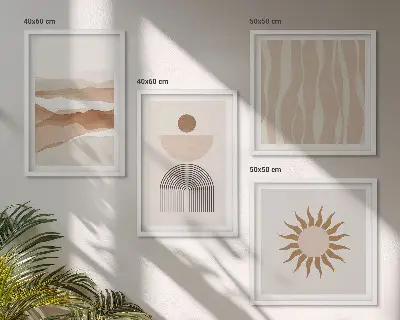 Wall art set Abstract landscape nature geometry