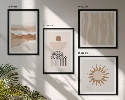 Wall art set Abstract landscape nature geometry