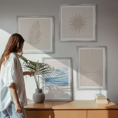 Multi-piece wall decor set Sun waves abstract lines