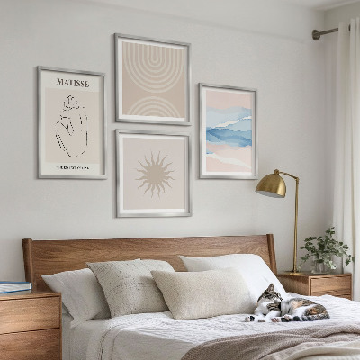 Wall art set Lines waves pastel minimalist