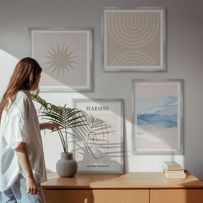 Wall art set Lines waves pastel minimalist