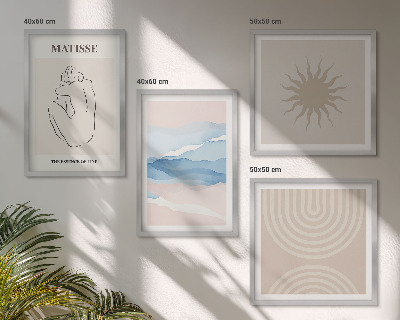 Wall art set Lines waves pastel minimalist