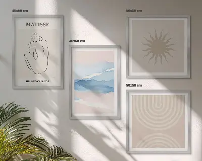 Wall art set minimalist pastel wavy lines